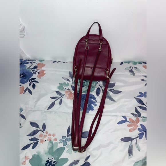 ♠️Kate Spade Natalia Mini Convertible Backpack Cherry Wood Crossbody Quilted - Picture 8 of 15